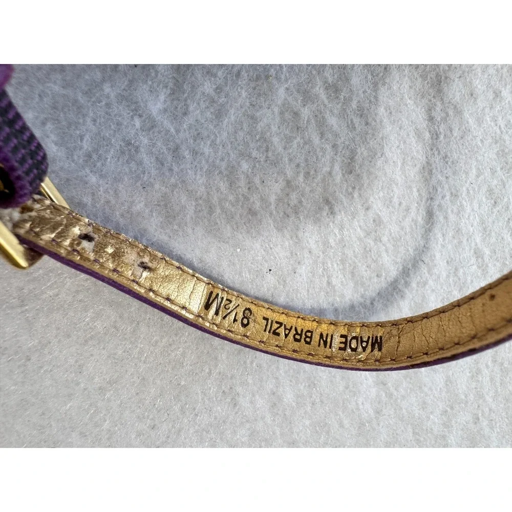 Kate Spade Alice Purple Gold Leather Wedge Espadrille Platform Sandals 8.5 Women